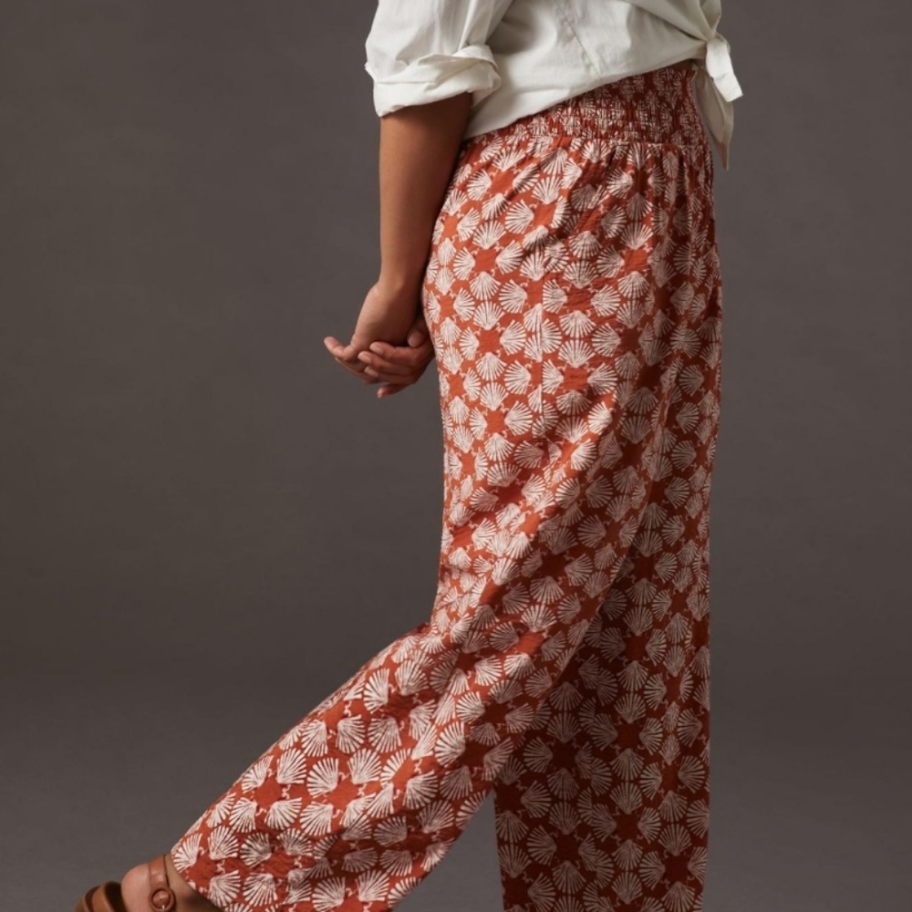 Maeve Anthropologie Seashell Printed Wide-Leg Pants Medium - Picture 6 of 15